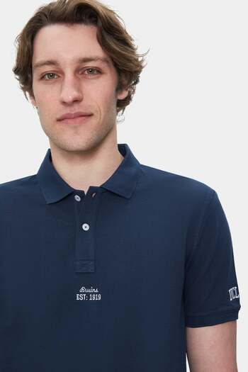 UCLA Ανδρικό μπλουζάκι QUINTON Navy Blue Polo Collar Κεντημένο Standard Fit