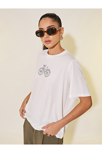 Take Two By Styli Embroidered Round Neck Short Sleeves T-Shirt
