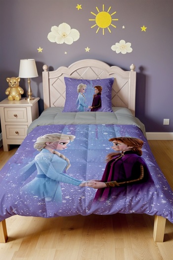 EVPANYA Raining Snowy Elsa Anna Patterned Single Duvet and Pillowcase