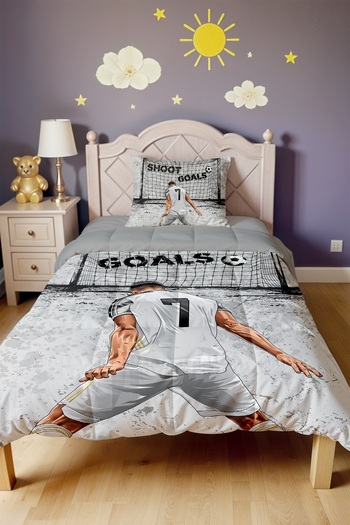 EVPANYA Gray Number 7 Sportsman Patterned Single Quilt and Pillowcase
