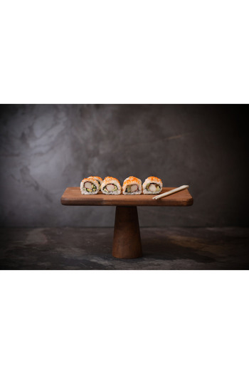 Rabo Craft Rectangular Natural Wooden Cake Stand, Wooden Footed Cake Stand, Presentation Stand, Cheese Plate