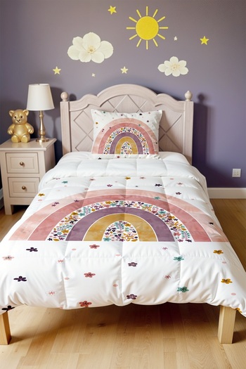EVPANYA Flower Rainbows Patterned Single Duvet and Pillowcase