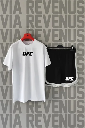 Vordevia Ufc -Ultimate Fighting, Front Back Printed 100% Cotton Crew Neck Tshirt and Sports Shorts Set