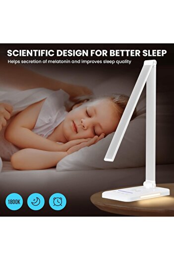 COOYA Desk Lamp with Wireless Charger,5 Brightness Level,Dimmable Eye-Caring,Touch Control,Auto Timer