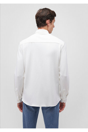 Mavi Beyaz Örme Gömlek Slim Fit / Dar Kesim 0211110-620