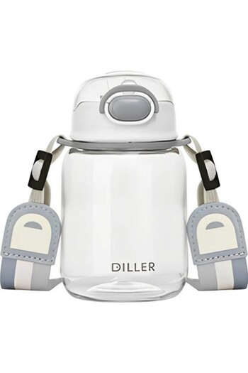 DILLER White Bee Tongues Tritan Water Bottle with Straw 500ml White Plastic 0.50 L
