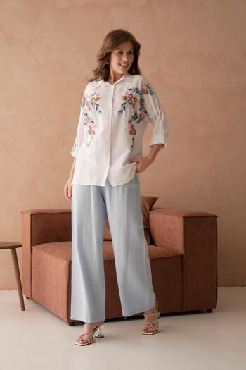 BURRASCA Embroidered Stone Linen Suit