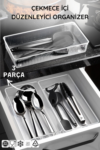 Nandy Home 3 Parça Çekmece İçi, Kaşıklık ve Bıçaklık Organizer