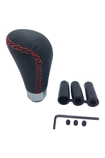 caralp Universal Red Stitched Leather Sports Looking Shift Knob with Attachment Manual Shift Handle