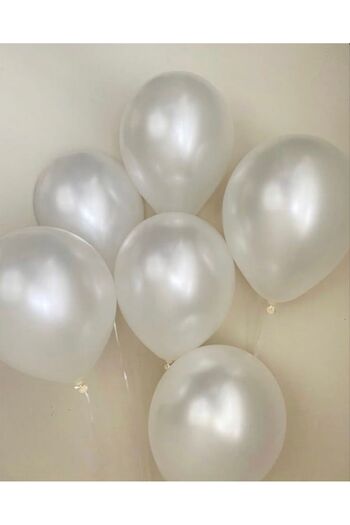renk party Metallic White Balloon 12 Inch 30 Pieces