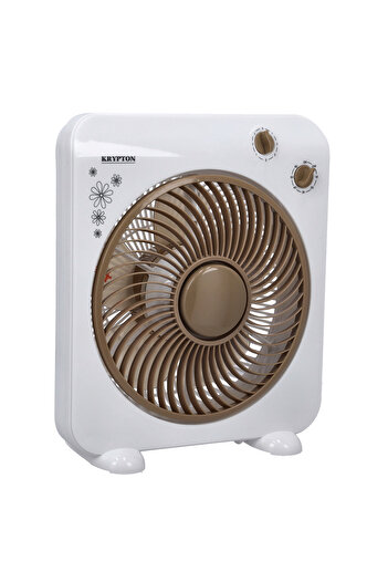 KRYPTON 10" Box Fan - 3-speed, 45w Motor, 5 Leaf Blades, Silent Cooling, 60-minute Timer, Anti-rust Body