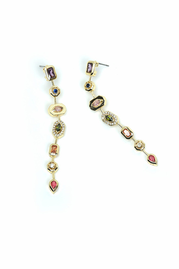 ÖZÜM TAKI Women's Steel Multicolored Earrings Gold
