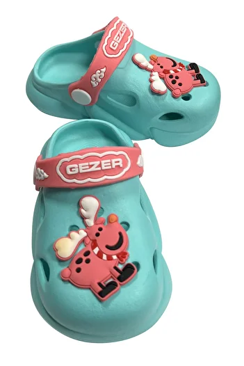 GEZER Non-Slip Sole Boy's Slippers Deer Water Green Lilac