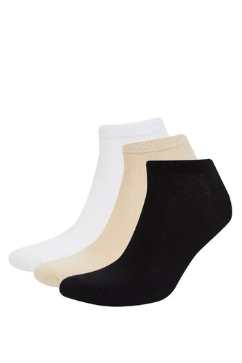 DeFacto Women's Seamless 3-Piece Bamboo Booties Socks E2098Axns