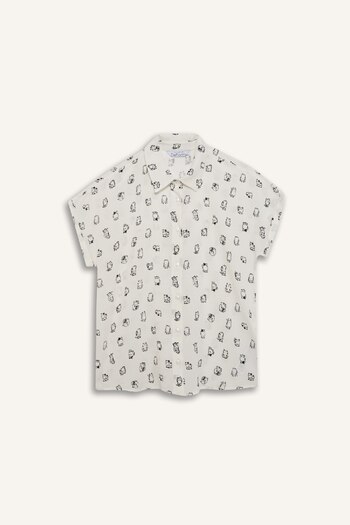 DeFacto Coool Regular Fit Patterned Viscose Short Sleeve Shirt Z1661Az25Sp