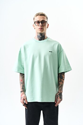 Respire Ανδρικό μπλουζάκι Oversize, Respire Text και Water Green χρώματα