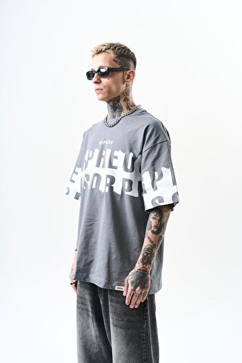 Respire Чоловічий футболка Oversize з принтом Орфей, колір димчастий