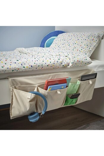 IKEA Bedside Storage Pocket 75 x 27 cm Organizer Pocket with Compartments Polyester Mobile Pocket Beige