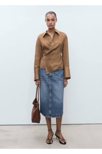 MANGO Woman Midi Denim Skirt