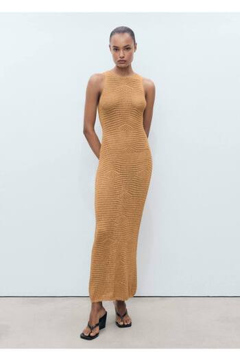 MANGO Woman Durchbrochenes Mesh-Lureks-Kleid