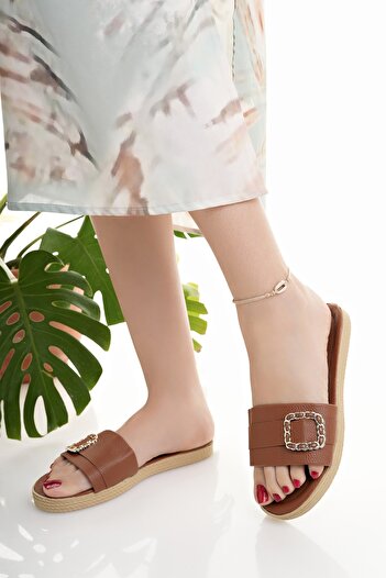 Modafırsat Γυναικείες καθημερινές παντόφλες Tan Stylish Summer Home Beach Holiday Work Slippers