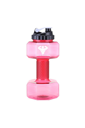 YALLA HomeGym 2.2L Dumbbell Shaped Sports Water Bottle, 2.5KG Filled Weight Water Bottle, RED