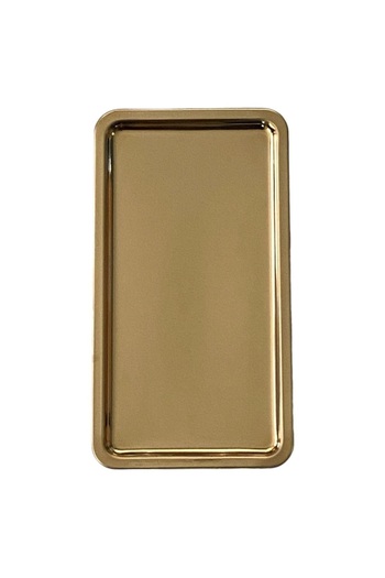 Kitchen Design Lab Paslanmaz Çelik Gold Renk Dikdörtgen Geniş Metal Düz Sunum Tepsisi Çay Kahve Tatlı Sunum 6 Adet