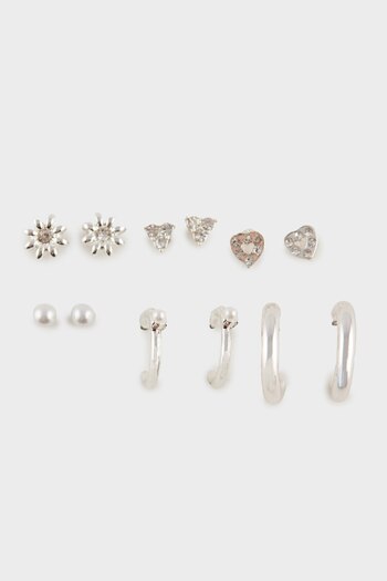DeFacto Women's 6-Piece Silver Earrings E4441Axns