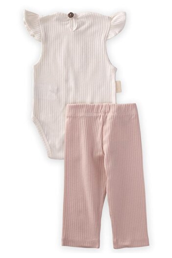 Cigit Label Detailed Ribbed Bodysuit 0-3 Years Off White