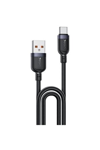 Yesido 3A USB to Type-C Fast Charging Cable, Length:2m(Black)