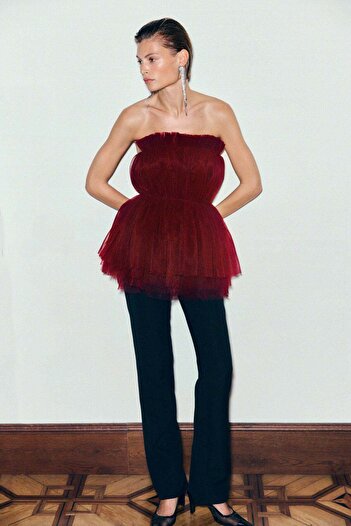 H&M Pleated tulle bandeau top
