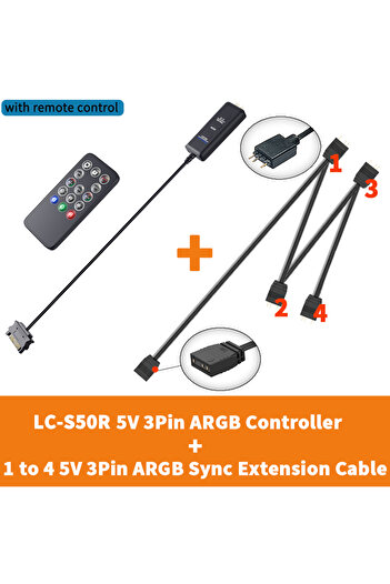 Choice S50R to 4 TEUCER LC-S50R ARGB Controller 5V 3PIN to SATA Interface Extension Cable Light Regulator w