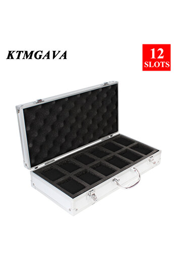 Choice 12 slots white 10/12/18 Grid Aluminum Alloy Black Watch Storage Box Jewelry Collection Box Portable