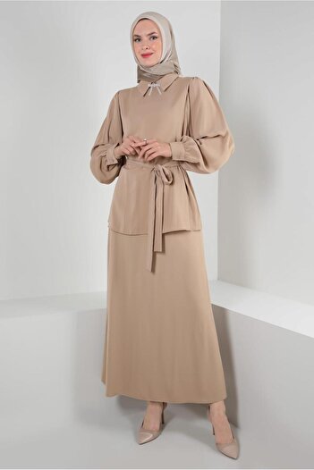 Alvina BOW DETAILED BALLON SLEEVE SKIRT SUIT 43911