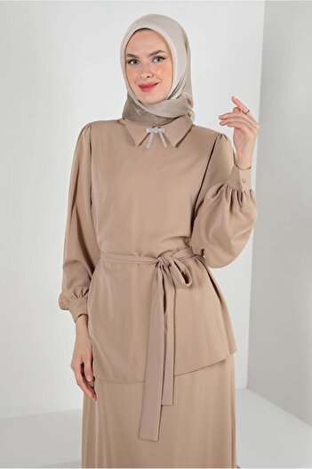 Alvina BOW DETAILED BALLON SLEEVE SKIRT SUIT 43911