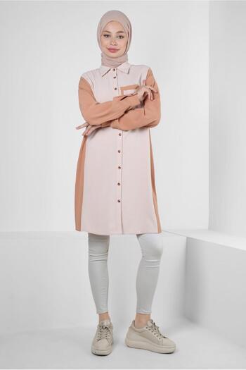 Alvina SHIRT COLLAR TWO COLOR TUNIC 43928