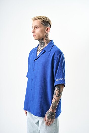 Respire Чоловіча сорочка з вишивкою Respire Oversize з льону Saks
