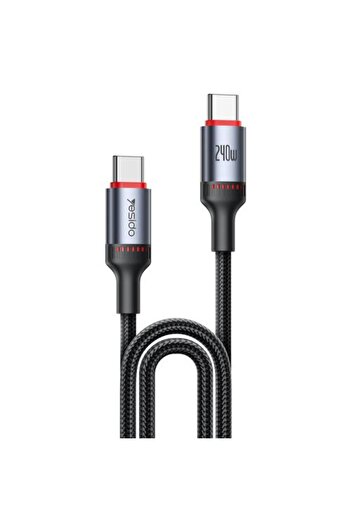 Yesido CA186 240W Type-C to Type-C Aluminum Alloy Data Cable, Length: 2m(Black)