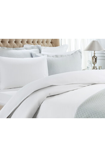 Madame Coco Bernyce Ranforce Bettbezug, 100 % Baumwolle, einfarbig, für Doppelbett, Weiß