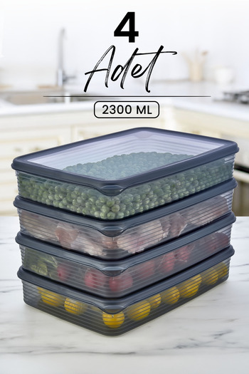 Kitchen Life 4 Pieces 2300 ml Refrigerator and Microwave Storage Container - Refrigerator Organizer Storage Box