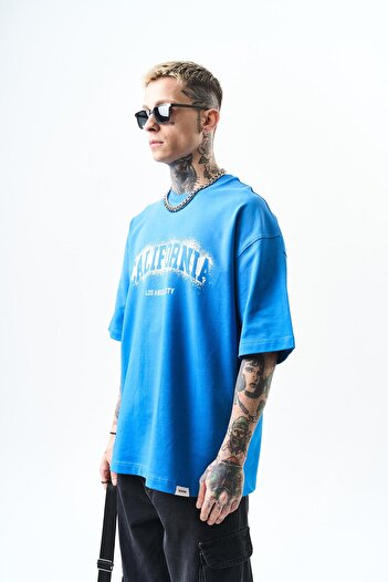 Respire Чоловіча футболка oversize синя з принтом Каліфорнія