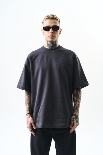 Respire Men's Respire Text Detailed Oversize T-Shirt Smoked