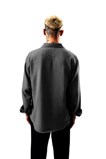 Respire Чоловіча сорочка Oversize з льону, колір димчасто-сірий