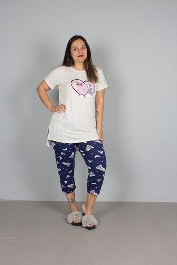 Truva XXL Plus Size Women's Clothing Capri Pajamas Suit