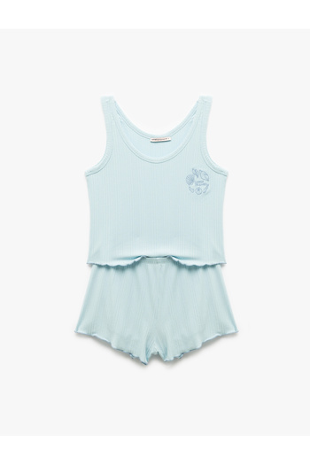 Koton Modaler Pyjama-Anzug mit U-Ausschnitt und Shorts mit Trägern