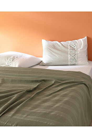 Madame Coco Mathilda Bettwäsche-Set für Doppelbett, Ecocell-Baumwolle, einfarbig, Khaki