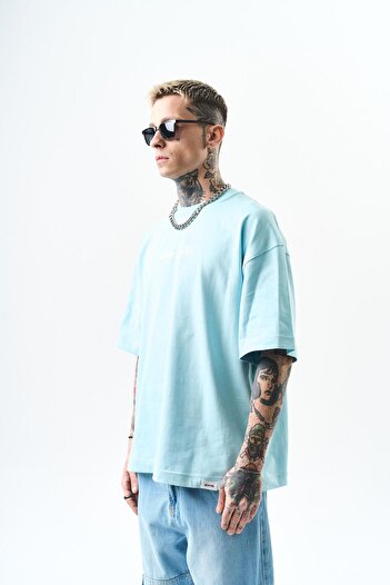 Respire Ανδρικό μπλουζάκι Destroy με στάμπα Oversize Baby Blue