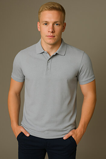 KaeLaurean Men's Gray Polo Neck T-shirt