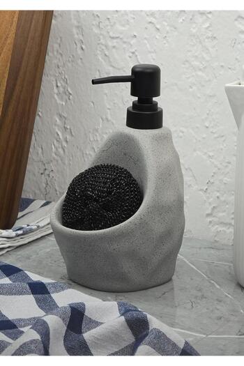 HomeTarz Stone Patterned Liquid Soap Dispenser - Kitchen Soap Dispenser with Sponge Chamber - 700 ml - Pebble Pattern
