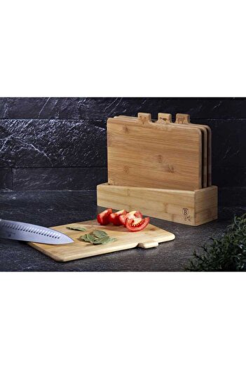 Berlinger Haus 4-piece bamboo cutting board set in a holder